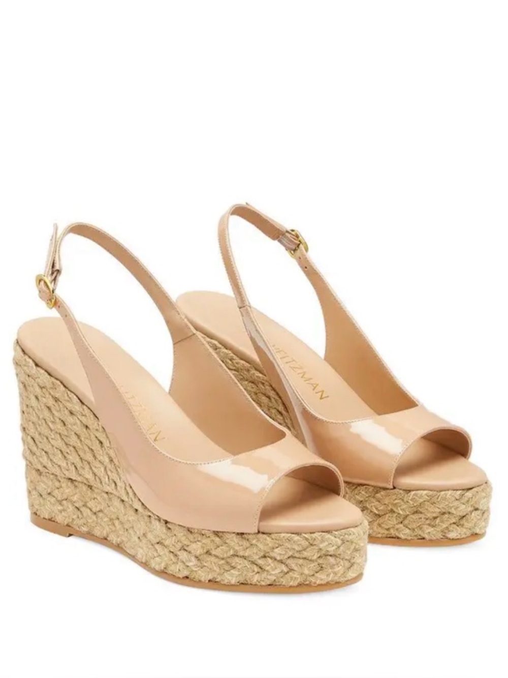 Stuart Weitzman | Island Peep-toe Espadrille Wedge | Adobe/Natural | 6.5 B | NIB